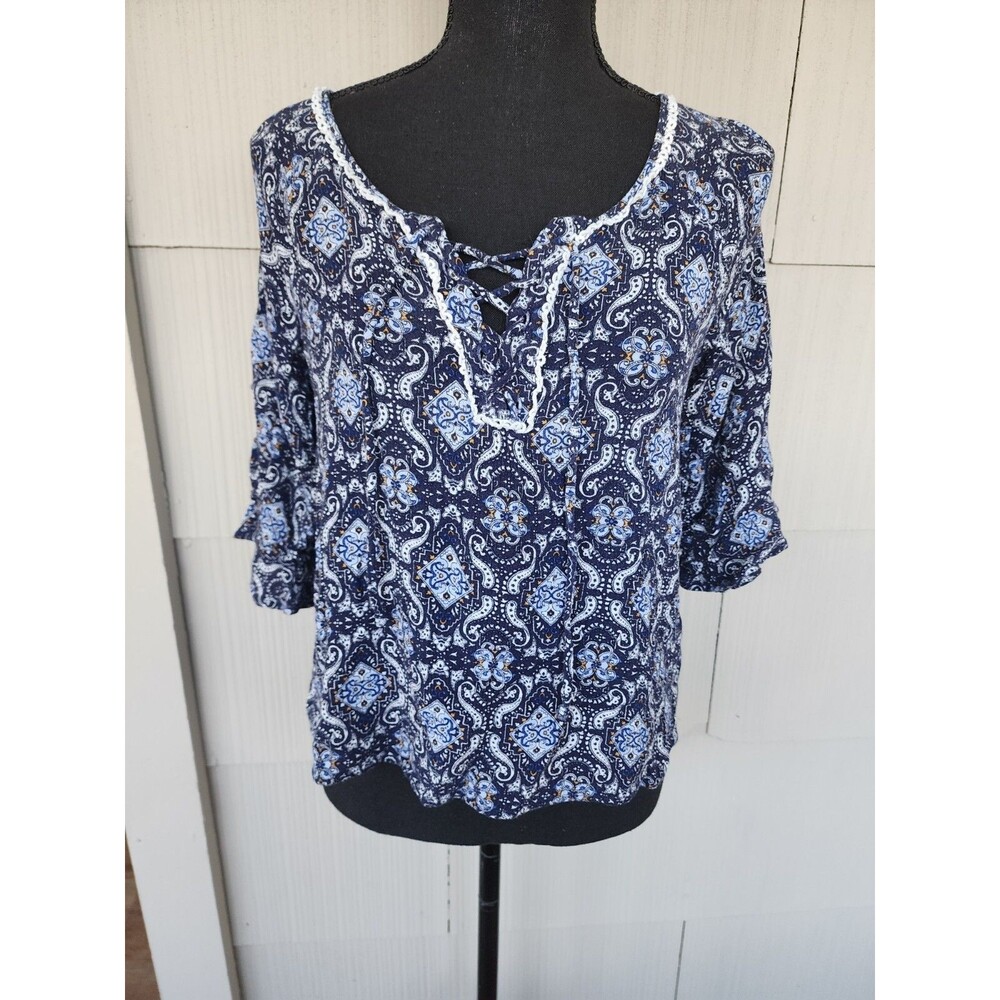 Corvia Blue Top Women's Size Small Longsleeve